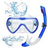 Lychee Maschera Subacquea/Snorkeling Kit per Adulti e Giovani,Maschera da Snorkeling Professionale con Panoramica a 180 Gradi e Boccaglio Snorkel, Anti-Nebbia Antiperdita Design (Blu)