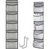 duozoanz Organizer Appendere Custodia Stoccaggio Pensile - Rete Sacchetti Sospeso Mensola Parete Organizzatore Sopra Porta con 5 Grandi Tasche e 2 Ganci per Bagno Peluche Armadio (Grigio chiaro)