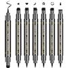 Erinde Set di 6 penne per timbri per eyeliner liquido a doppia testa Erinde, eyeliner per donna, matita per eyeliner, stencil per eyeliner nero, strumento per tatuaggio eyeliner