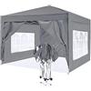 ISE Gazebo 3x3, Gazebo Pieghevole, Gazebo 3x3 Pieghevole Impermeabile, Robusto UV50+,Tende per Eventi e Tendoni, Tenda per Giardino/Feste/Campeggio/Festival/Birra/Picnic/Matrimonio (Grigio)