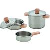 Goki Kochset Sterneküche, 2 Töpfe und 1 Pfanne: ø hoher Topf 9 cm, Metall, Holz, 5 Teile, per Set