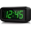 KWANWA Sveglia Digitale,Sveglia da Comodino,LED Sveglia con Grande 1.2 '' Time Display LED, Batteria AA Alimentato Solo, Funzione Snooze, Senza Ticchettare (Display verde)
