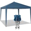 WOLTU Gazebo da Giardino Richiudibile 3x3m Gazebo da Esterno in Ferro Regolabile in Altezza Tendone Pieghevole Protezione Solare, Facile da Montare Blu PVL0002bl