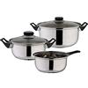 axentia Set di pentole Compact, coperchio di vetro, acciaio inossidabile, 5 pezzi, pentola da cucina, pentola da cucina, pentole