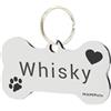 MAMIPets MEDAGLIETTA Special Design Acciaio Inox Cane Gatto - Incisione Laser Nera Personalizzata (Small- Cuoricini Zampine)