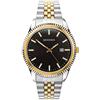 Sekonda King Classic - Orologio al quarzo da uomo, 40 mm, con datario analogico e cinturino in acciaio inox, Nero, Bicolore, Bracciale