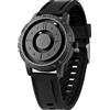 EUTOUR Orologio Uomo Magnetico Moda Semplice Nessun Vetro Cuscinetto a Sfera Quarzo Orologi da Polso da Uomo con Cinturino in Resina Nero