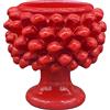 sicilia bedda - Mezza Pigna Siciliana in Ceramica di CALTAGIRONE - Realizzata Interamente a Mano - Vaso Porta Fiori - Ogni Realizzazione è Unica per Voi (Diametro 10, Rosso)