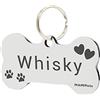 MAMIPets MEDAGLIETTA Special Design Acciaio Inox Cane Gatto - Incisione Laser Nera Personalizzata (Medium - Cuoricini Zampine)