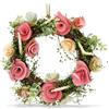 COM-FOUR® Ghirlanda per la porta con fiori di legno - Ghirlanda decorativa da tavolo - decorazione di ghirlanda con gancio - Diametro ca. 30 cm