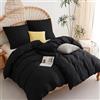 WAVVE Sacco Copripiumino Singolo 2x135x200 cm - Set Copripiumino Letto Singolo con Federa 80x80 cm, Copripiumone in 100% Microfibra, Nero