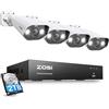 ZOSI 4K PoE Kit Videosorveglianza Esterno, 4K 8CH NVR 2TB + 4x 8MP Telecamera PoE, Visione Notturna a Colori, Rilevamento di Uomo/Veicolo, Impermeabile IP66, Registrazione 24/7, C182