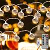 Vegena Catena luminosa a LED per interni - Catena di luci USB per esterni, 40 sfere in argento marocchino con telecomando per stanza, balcone, festa di matrimonio, compleanno, Natale, 6 metri, bianco caldo
