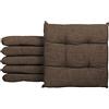IlGruppone Passione Casa Set 4/6 Cuscini Sedia con Lacci 4 Punti Cucina Imbottiti Spessore 6 Cm Prodotto Italiano 40 x 40 in Cotone Tinta Unita - Marrone - 6 Pezzi