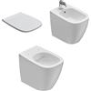 Ceramica Globo - Genesis Wc + bidet + coprivaso chiusura rallentata Filomuro [bianco opaco]
