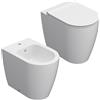 Ceramica Globo - Mode filomuro Wc SENZA BRIDA + Bidet + Coprivaso soft [bianco opaco]