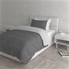 Italian Bed Linen Set Copripiumino 100% Cotone Natural Color, Made in Italy - Parure Copri Piumino - Sacco Piumone 150x200 cm con Doppia Patella e Federa Cuscino, Singolo, Grigio Scuro/Grigio Chiaro