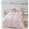 Catherine Lansfield Wings Ali d'Angelo, 52% Poliestere, 48% Cotone, Rosa, Set piumone 1 Piazza
