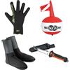 SALVIMAR ACCESSORI KIT PESCA SUB SEAC RAPID + GUANTO COMFORT 3MM OMER Calzari Bifoderati BEST DIVERS Boa Apnea