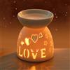 VIFER Bruciatore Oli Essenziali Candela in Ceramica Hollowing Lampade Aromper Casa Camera da Letto/Decorazione/Yoga Amore