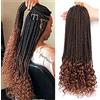 LooLooJoo 18 Inch Uncinetto Braids Meches Estensione capelli naturali meches per trecce africane parrucca nera donna naturale parrucca treccia africana donna (#T30, 45,7 CM(lotto di 7))