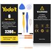 Yodoit Batteria per iPhone 6 Batteria di Ricambio, 3200mAH Batteria Li-ion Alta Capacità 0 Ciclo Li-ion Batteria con Kit Sostituzione