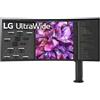 LG Monitor 38WQ88C-W ultrapanoramico 21:9 UltraWide (pannello NanoIPS: 3840 x 1600 450nit 1000:1 1ms sRGB99% VESA DisplayHDR 600); diag. 953cm; ingressi: HDMIx2 DPx1 Thunderbolt 3