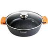 WECOOK! Ecochef Titanio Casseruola Bassa, Induzione, Coperchio di Vetro 40cm, Antiaderente QUANTANIUM Ecologico senza PFOA, Alluminio Fuso 5mm Spessore, Maniglie in Silicone, Vitroceramica, Forno