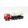 Herpa Basic modello di camion Iveco Unic trattore con betoniera semirimorchio, rosso/bianco, in scala 1:87, modello base economico, tedesco, statuetta plastica