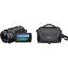Sony FDR-AX43AB - Videocamera 4K - Exmor R CMOS Sensor, Modalità registrazione: XAVCS 4K 3840 x 2160, Nero & LCS-U21 Custodia morbida per fotocamera o videocamera e accessori, Nero