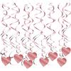 Pinsheng 30 Pezzi Cuore Turbinii Appeso, 2 Stili Stelle Filanti Cuore Soffitto Turbinii Doppia Spirale Appesa per Ragazze Decorazioni per Festa, Anniversari, Matrimoni, Festa di Compleanno