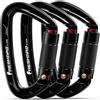 FresKaro Moschettone Arrampicata 25kN, Moschettoni Portachiavi Alluminio, Autobloccanti Twist Lock, UIAA e CE Certificato, Professionali Sicura Ganci, Per Roccia, Alpinismo, 2 Pezzi, Grandi, Nero