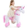 PonyCycle Ufficiale Classico Modello U Unicorno Cavalcabile Per Bambini Cavallo Peluche Grande Unicorno a Dondolo con Ruota (con Freno e Suono/Altezza 76 cm/Taglia 3 per età 3-4) Unicorno Rosa Ux302
