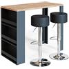 Vicco Tavolo bar con sgabelli, Rovere/Antracite, 117 x 57 cm con 2 sgabelli da bar