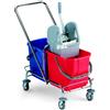 TECNO TROLLEY SYSTEM Carrello roll cromato con strizzatore cm 41x72x83h litri 50