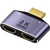 QIANRENON 1 in 2 uscite HDMI splitter Adattatore splitter 2K@60Hz HDMI 2 in 1 HD Display Bi-direzionale Selettore HDMI maschio a 2 femmina Connettore, con luce LED (non supportato display simultaneo)