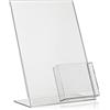VITAdisplays Supporto pubblicitario DIN A4, s L con scomparto extra DIN A6, DIN Lang (DL) come espositore da tavolo in PLEXIGLAS originale.