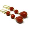 DodiGioielli.it DodiGioielli Orecchini Pendenti Donna Pasta Corallo Rosso Sardegna | Goccia Corta Liscia, Pallina 8 mm, Argento 925 Dorato, Handmade, Made in Italy