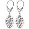 Linea Italia Venetiaurum - Orecchini per donna con pietre ovali in vetro originale di Murano e argento 925 - Gioiello made in Italy certificato