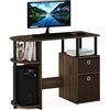 Furinno JAYA Scrivania da studio per computer semplicistica con cassetti per contenitori, Noce Columbia/Nero/marrone scuro