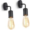 HTRUIYATY 2 Pezzi Lampada da Parete Vintage in Metallo E27 Applique da Parete a Gomito Retrò Industriale Interni Montaggio a Muro Luce Nero (Lampadina Non Inclusa)