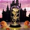 Glasseam La Bella E La Bestia Rosa In Cupola Di Vetro Con Luci A LED Bianche Calde Fiori Di Cristallo Eterni Incantati Per Sempre Regalo Di Compleanno Per Lei Per L'anniversario