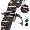 Imelod Capotasto per chitarra acustica ed elettrica, in lega di zinco, per chitarra a 6 corde, con buona sensazione al tatto, senza ronzio e durevole (nero)