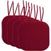 Sweet Home Collection, Cuscino per sedia in memory foam, con laccetti, motivo a nido d'ape, retro in gomma antiscivolo, forma quadrata arrotondata, 40 x 40 cm, vinaccia/bordeaux, 4 pezzi