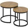 AC Design Furniture Spencer Set di 2 tavolini rotondi, piano in rovere selvatico e gambe in metallo nero, set da tavolino per soggiorno, moderno tavolino, tavolo per lampada per soggiorno o corridoio