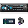 Hodozzy Autoradio DAB 1 Din con Bluetooth, Lettore MP3 con Radio FM RDS, Auto Stereo 1 Din supporto BT 5.0 Vivavoce/EQ/USB/Charging/TF/AUX in/Comando al volante, Autoradio 1 Din DAB Integrata