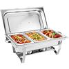 RibasuBB Set Professionale per Chafing Dish, Scaldavivande per Buffet Acciaio Inox 3X 9L, 52,8 x 32,5 x 9,2cm Contenitore Vassoio di Riscaldamento per Buffet Albergo Hotel Mensa Supermercato Ristorante