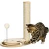 PawHut Tiragraffi per Gatti da 4kg max in Truciolato e Iuta con Palline da Gioco Incluse, 35x23x40 cm, color Rovere|Aosom