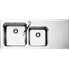 Barazza Lavello a due vasche con gocciolatoio sx 1IS12060/2S finitura inox satinato da 116x50 cm