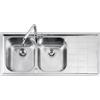 Barazza Lavello a due vasche con gocciolatoio dx B_LEVEL 1LLV120/2D finitura inox satinato da 116x50 cm